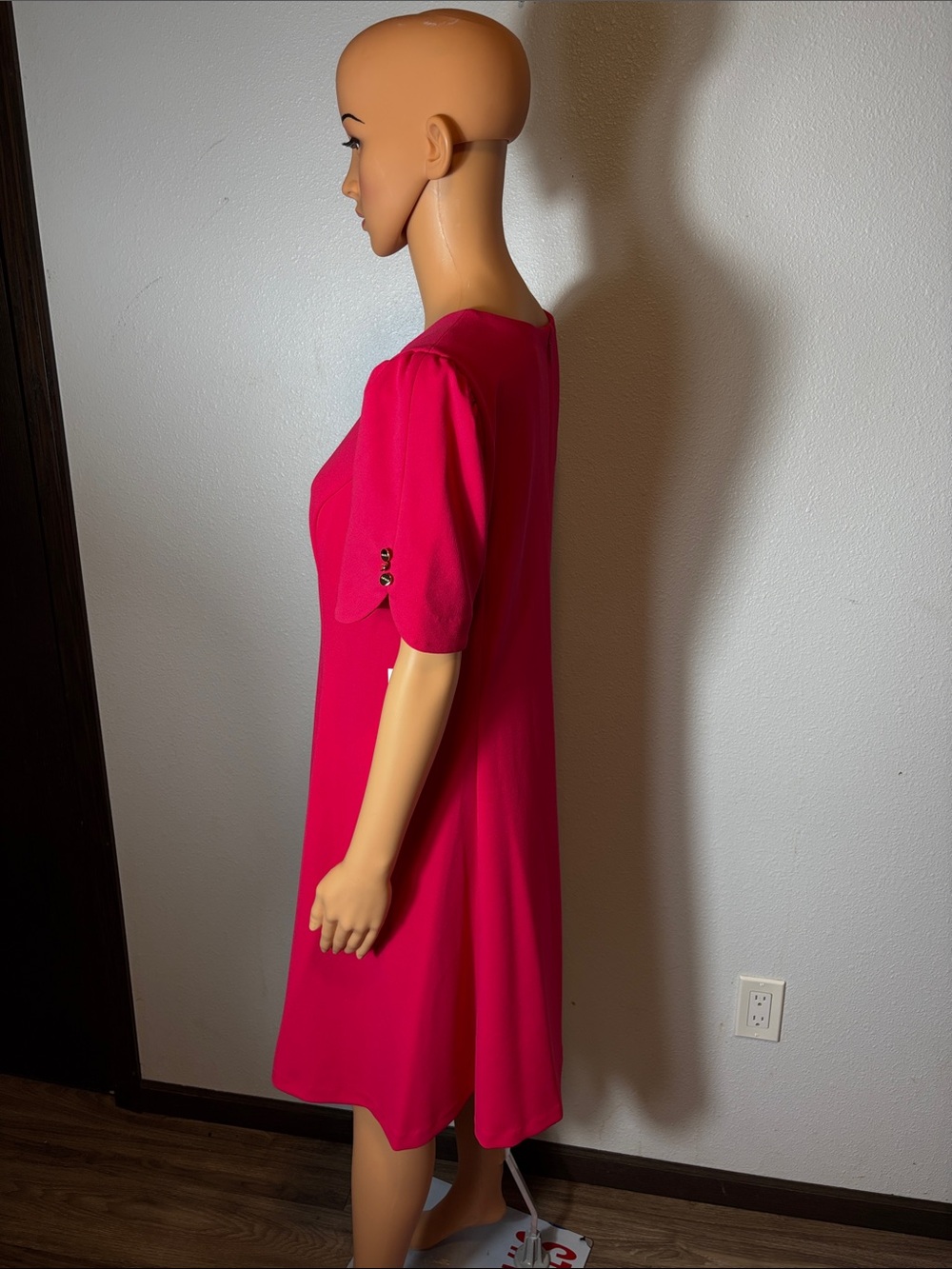 DKNY Fuchsia Short-Sleeve Midi A-Line Dress - Picture 8 of 12